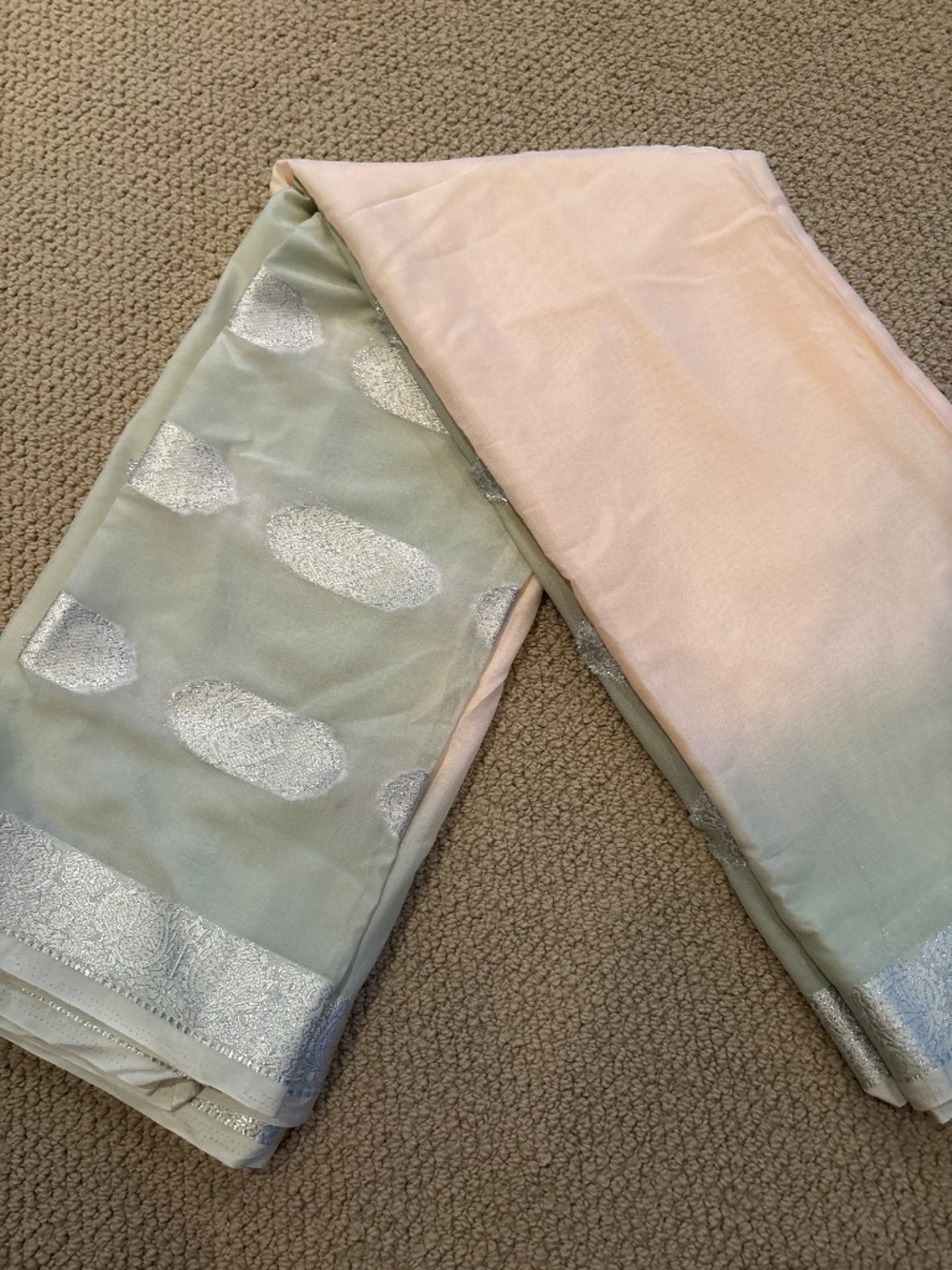 Brand New Light Green and Peach Saree